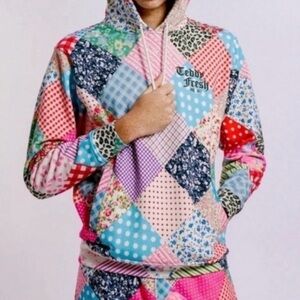 Unisex Teddy Fresh Colorful Patchwork Hoodie